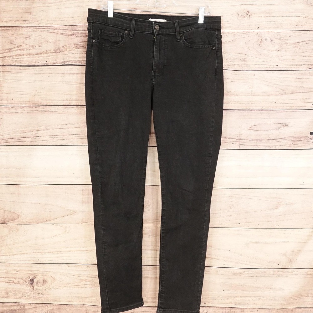 Levi's 711 Skinny‎ Jeans Womens 31 Black Wash Stretch 33x28 Denim